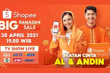 Pasangan Al dan Andin dalam sinetron Ikatan Cinta akan tampil di Shopee Big Ramadan Sale TV Show. 