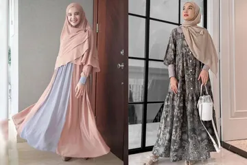 Trik pakai baju Lebaran gamis syari ala Zaskia Sungkar.