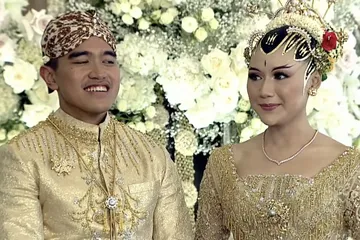 Upacara panggih pernikahan Kaesang dan Erina.