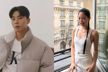 Interaksi Jennie BLACKPINK dan Park Seo Joon saat di Paris Fashion Week.