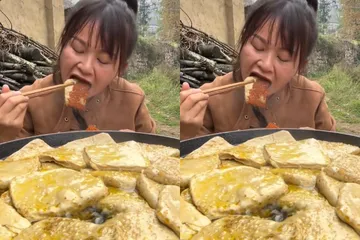 Tren tahu goreng cabai bubuk viral di TikTok.