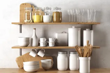 Ilustrasi ide rak dapur estetik di rumah