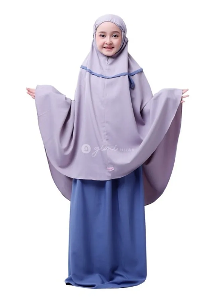 Gimi Hijab Mukena Bushra Kids Silver Denim