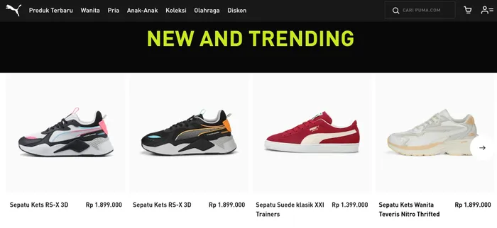 Penampilan PUMA.com.