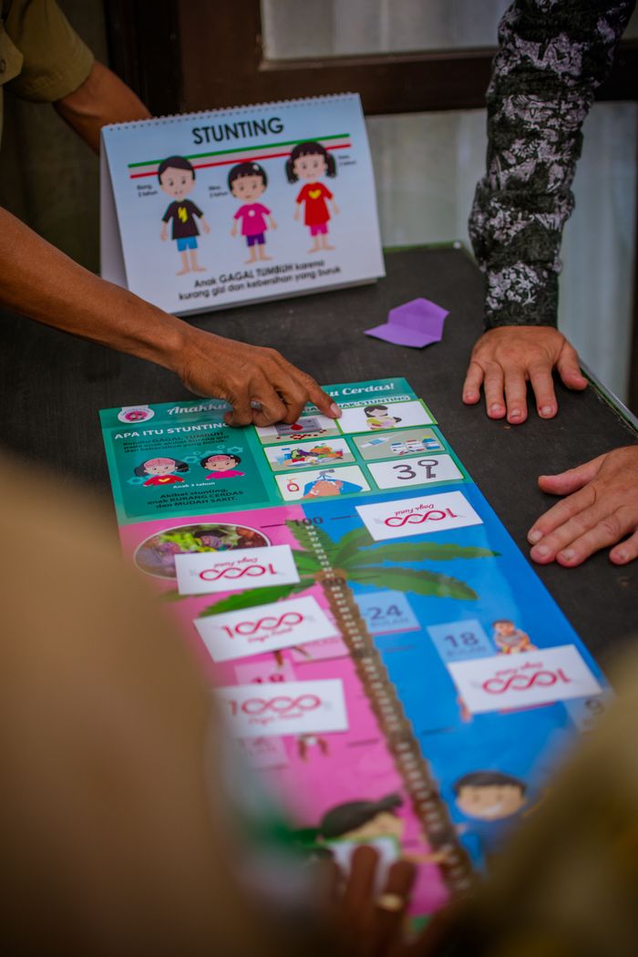 Smart Chart terdiri dari informasi yang disajikan dalam visual berwarna-warni yang bertujuan sebagai pengingat harian dan deteksi dini gangguan pertumbuhan anak di rumah.