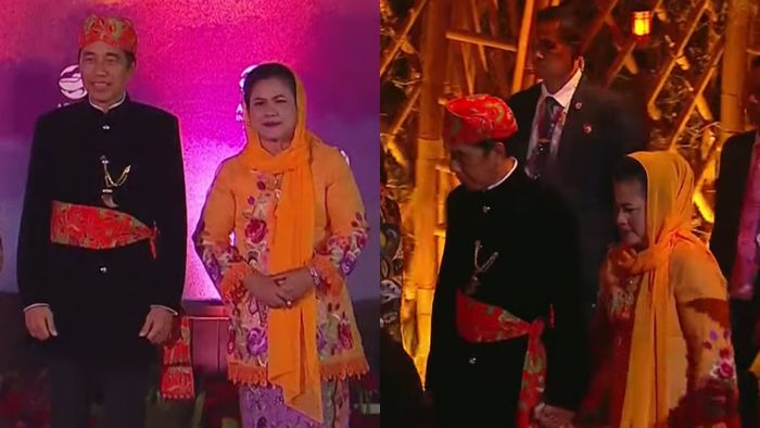 Gaya Presiden RI Joko Widodo dan Ibu Negara Iriana Jokowi di Gala Dinner KTT ASEAN 2023.