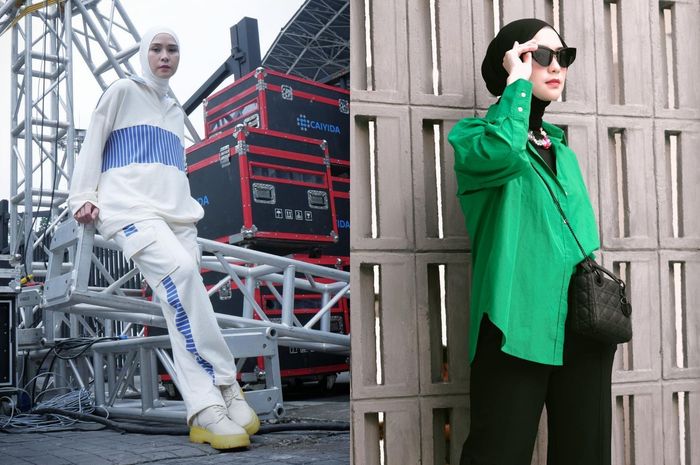 Mudah Mix and Match, Ini 5 Inspirasi Gaya Artis Pakai Jilbab Polos