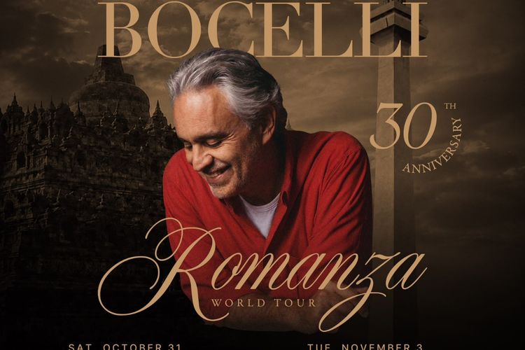 Megah dan Eksklusif, Perayaan 30 Tahun Andrea Bocelli Digelar di Borobudur dan Jakarta
