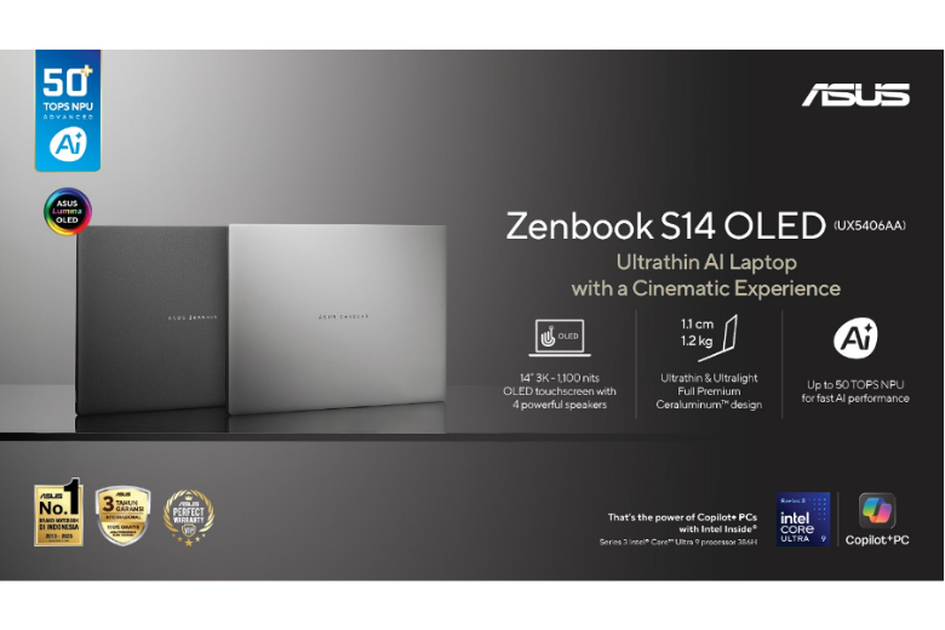 ASUS Zenbook S14 OLED 2026 Usung Laptop Ringkas dengan Performa AI