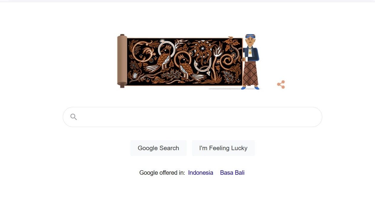 Google Doodle hari ini (11/5/2021) adalah sesosok kakek berpakaian Jawa yang tengah memegang selembar kain batik. Diketahui ia adalah Go Tik Swan. 