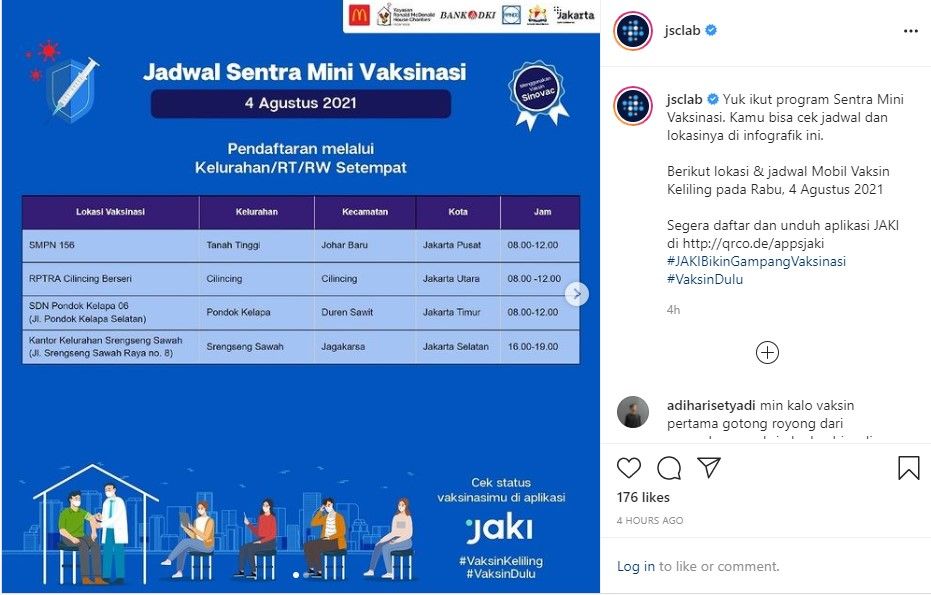 Bagi Kawan Puan yang belum divaksin atau ingin mendapatkan vaksin dosis kedua, dapat memanfaatkan layanan sentra mini dan mobil vaksin keliling.