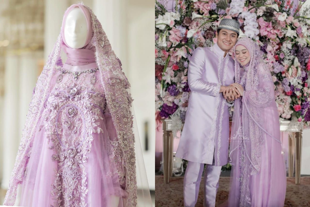 Tampak menawan saat pengajian jelang pernikahan, ini detail cantik busana pengajian Lesti Kejora dan Rizki Billar yang serba lilac...