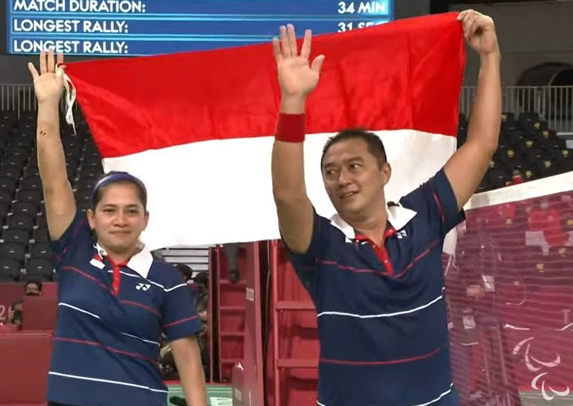 Bertanding di final parabadminton sektor ganda campuran bersama dengan Hary Susanto, Leani Ratri Oktila mampu raih xxx untuk Indonesia. Bangga!
