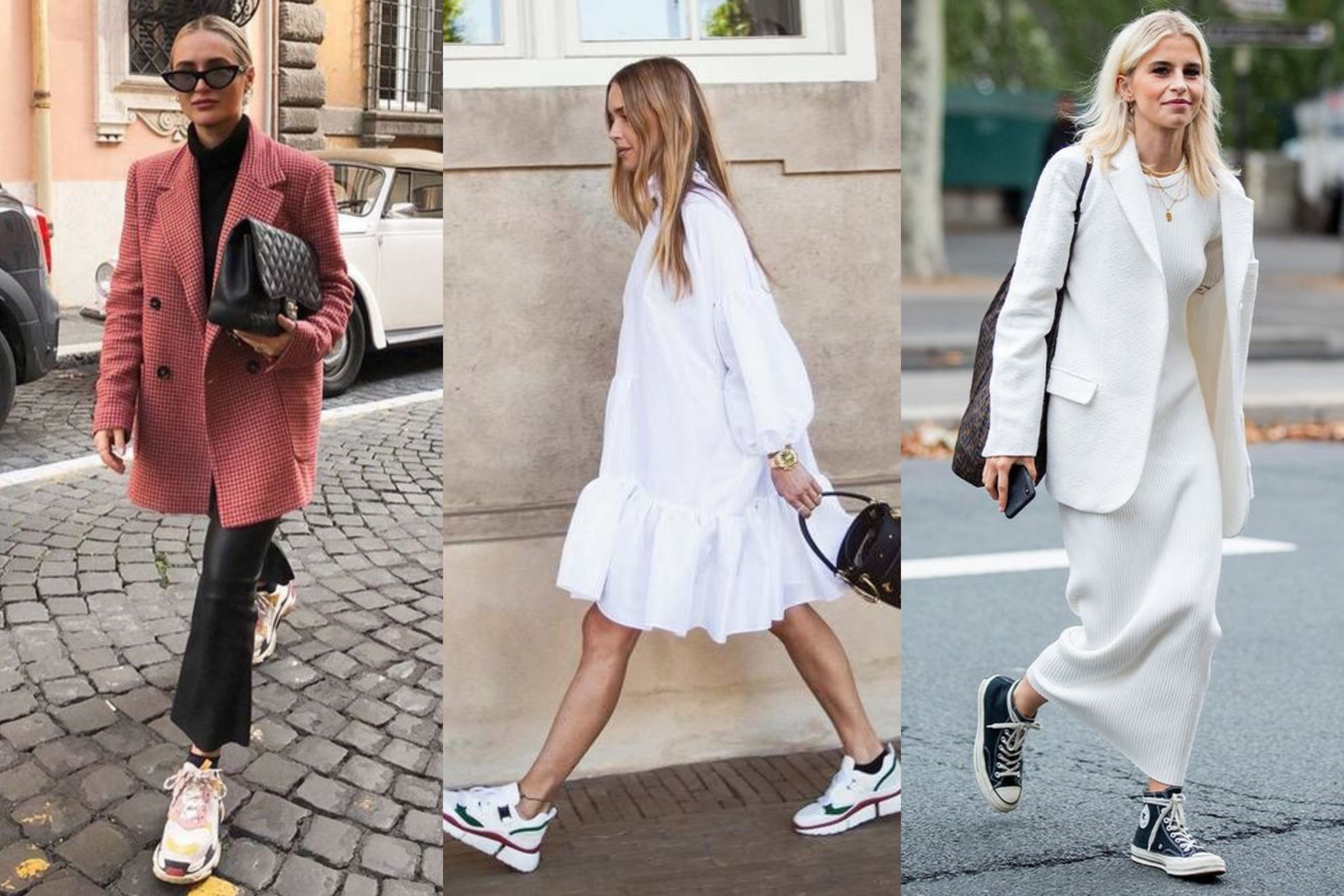 Tak melulu harus dipasangkan dengan kaus, ini berbagai inspirasi gaya pakai sneakers untuk penampilan yang lebih chic. Yuk, intip!