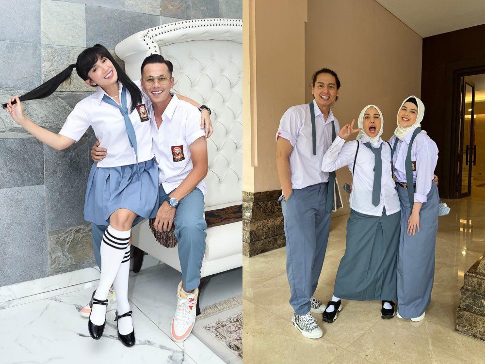 Ussy Sulistiawaty merayakan ulang tahunnya yang ke-41 dengan konsep yang sangat unik. Dirinya dan para tamu harus mengenakan seragam SMA.