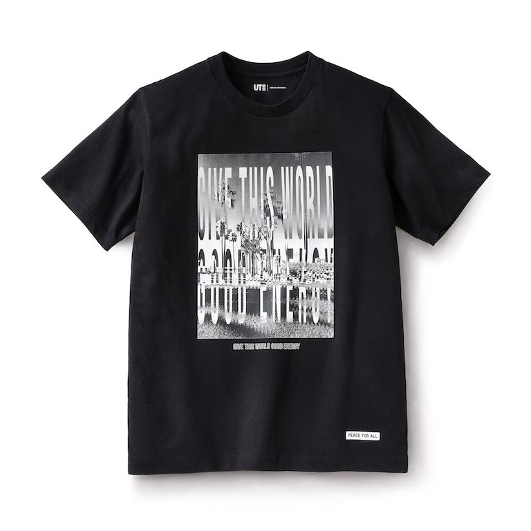 Desain t-shirt amal PEACE FOR ALL rancangan Kosuke Kawamura.