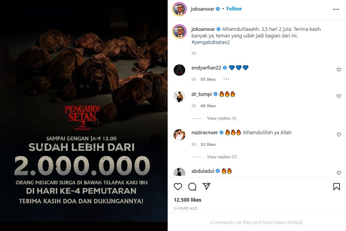 Unggahan Instagram Joko Anwar