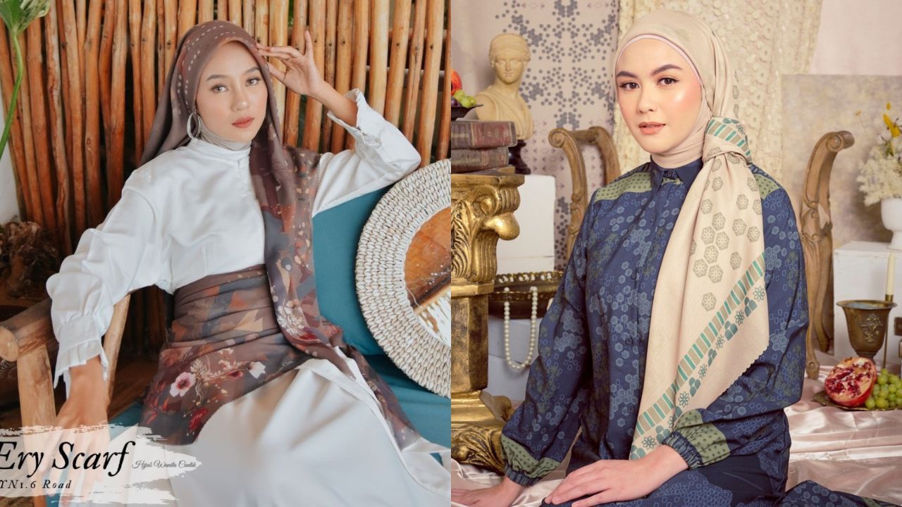 Rekomendasi hijab motif untuk baju kondangan.