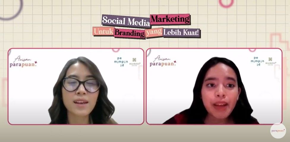 CMO Pemimpin.id, Krisanti Debora Angelia, jelaskan tipe social media marketing berdasarkan bisnis di Arisan Parapuan 17.