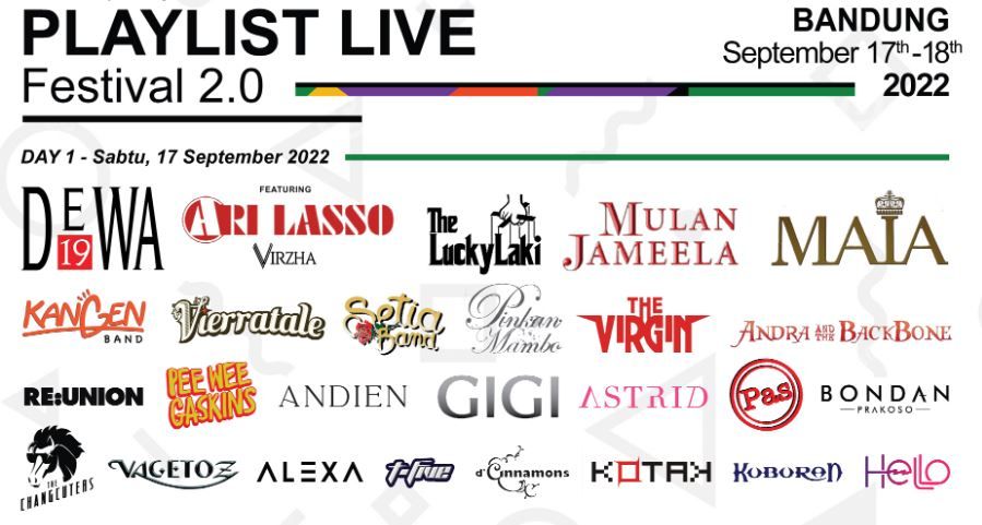 Jadwal konser musik Playlist Live Festival 2.0 Bandung tanggal 17 September 2022.