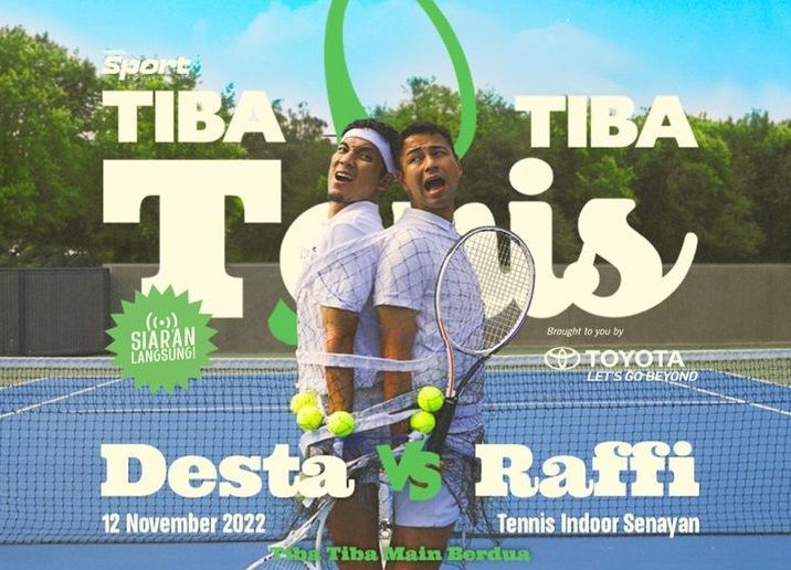 Desta dan Raffi Ahmad akan bertanding di Tiba Tiba Tenis. Ketahui berbagai manfaat kesehatan bermain tenis.