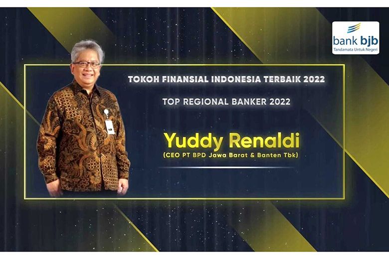 Dirut Bank Pembangunan Daerah Jawa Barat dan Banten (BJB) Yuddy Renaldi terpilih sebagai Top Regional Banker 2022 oleh Majalah Investor.