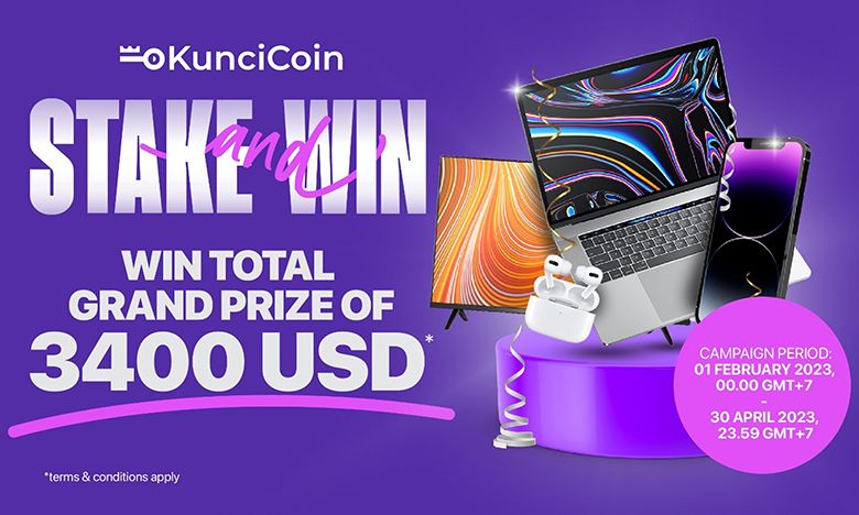 Stake and Win membuka kesempatan bagi para holders $KUNCI untuk memenangkan hadiah senilai ribuan dollar AS.