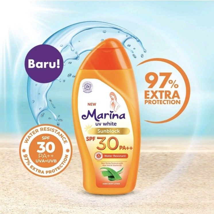 Rekomendasi sunblock: Marina UV White Sunblock SPF 30PA++