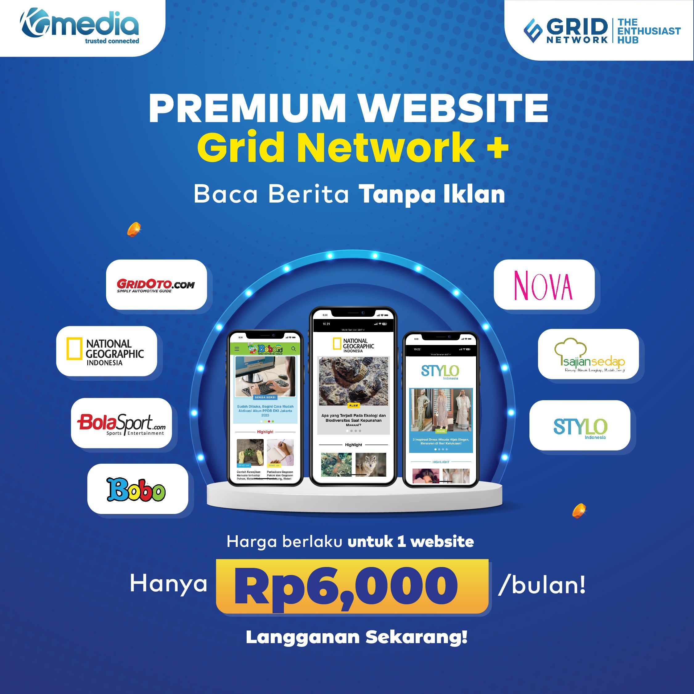 Kini Kawan Puan bisa lebih nyaman saat membaca berita. Hal ini dikarenakan layanan terbaru Grid Network+ yang bisa baca berita tanpa iklan.