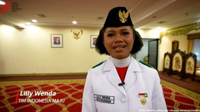 Mengenal sosok pembawa baki Bendera Merah Putih di upacara kemerdekaan 17 Agustus 2023, Lilly Wenda yang berasal dari provinsi baru di Papua.