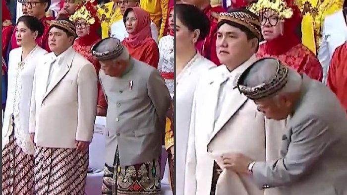 Videonya viral di TikTok, berikut ini alasan Menteri PUPR Basuki Hadimuljono mengecek baju Erick Thohir saat upacara HUT Ke-78 RI.
