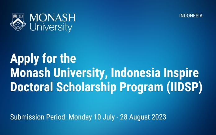 Monash University, Indonesia menawarkan beasiswa untuk calon mahasiswa S3 berbagai bidang ilmu. Simak cara daftarnya!