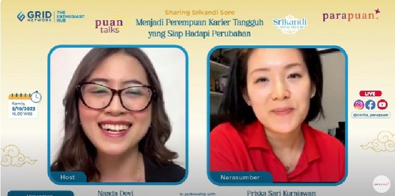 COO Jagadiri, Priska Sari Kurniawan bagikan solusi perempuan hadapi perubahan dalam karier di Puan Talks, Kamis (5/10/2023).