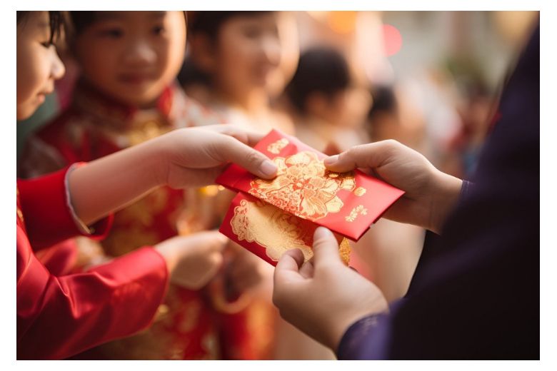 Tradisi memberikan angpao kepada anak-anak saat tahun baru Imlek