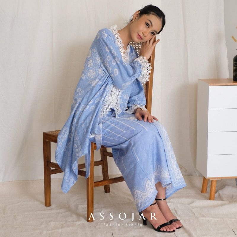 Rekomendasi baju lebaran dengan sentuhan etnik yang viral di tiktok - Assojar - Rania Set Batik Raya Series.