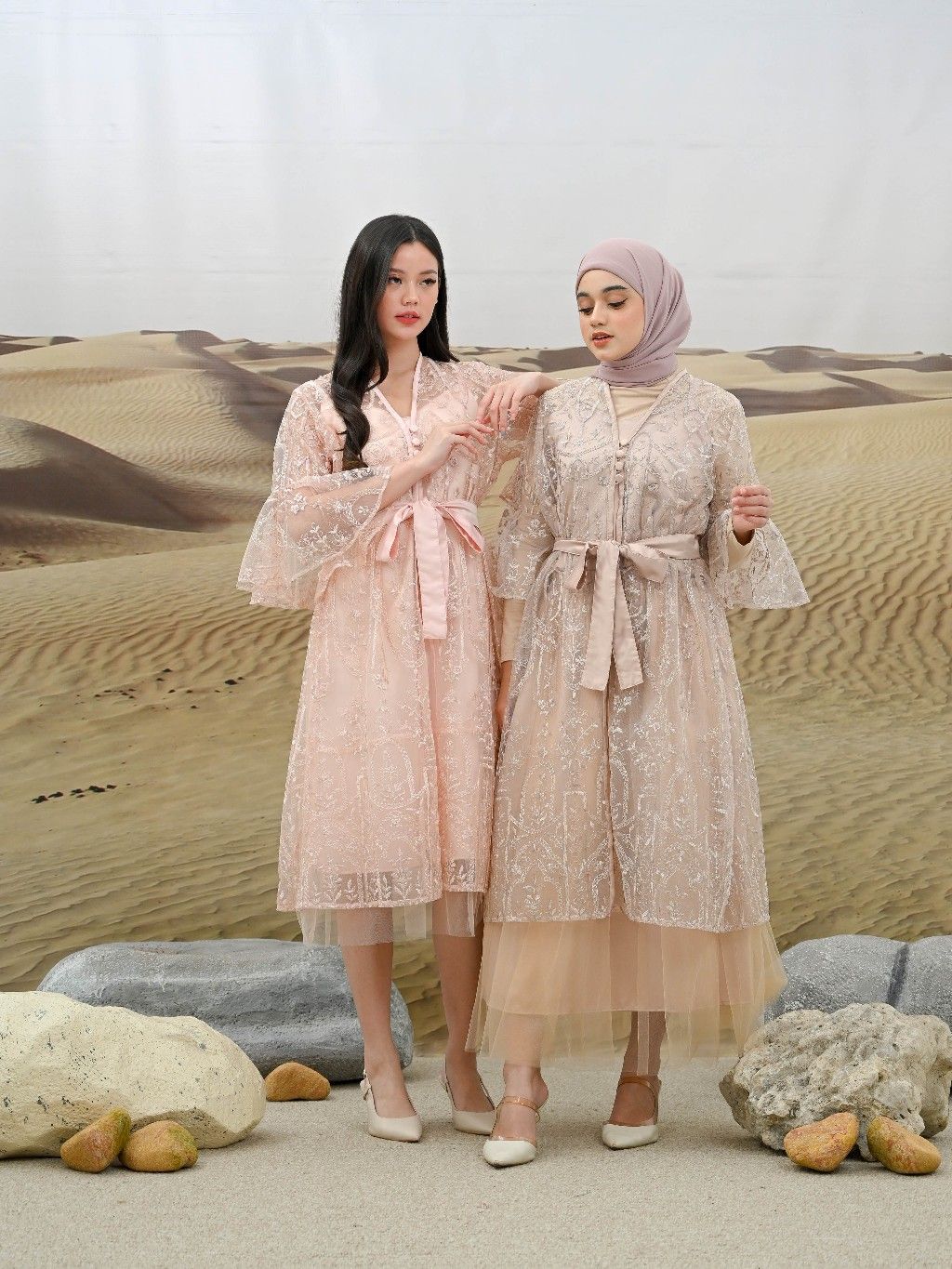 Rekomendasi baju lebaran warna pink satin - Rhei Collection - Nadine Dress.