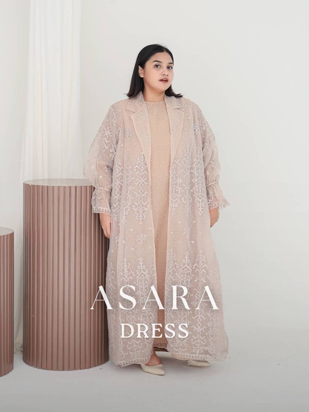 Rekomendasi baju lebaran warna pink satin - Xtramiles - Asara Dress.