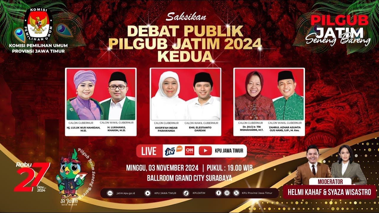 Punya kandidat gubernur perempuan, tiga cawagub Jatim ungkap ini soal kesetaraan gender dan inklusivitas dalam tata kelola di debat Pilkada 2024.