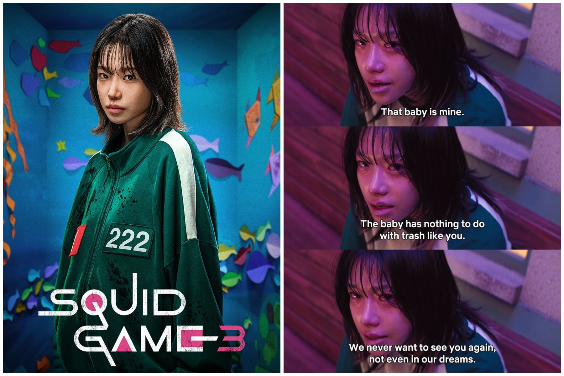 Karakter perempuan Kim Jun-hee yang diperankan Jo Yu-ri di Squid Game 3, seorang ibu yang melahirkan di tengah permainan mematikan.