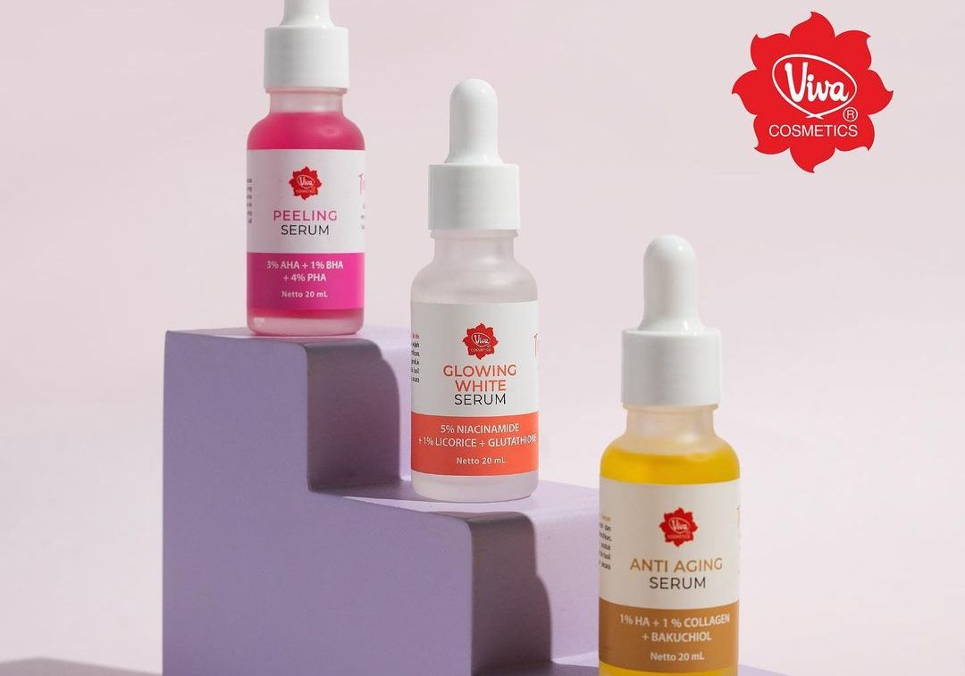 Viva Cosmetics luncurkan Viva Triple Serum dengan tiga rekomendasi yakni Viva Glowing White Serum, Viva Anti Aging Serum, dan Viva Peeling Serum.