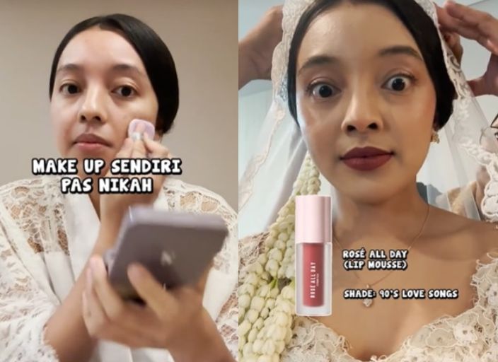 Video @nadiasoekarno viral di TikTok, berikut ini 4 tips makeup sendiri saat akan menikah, simak selengkapnya.