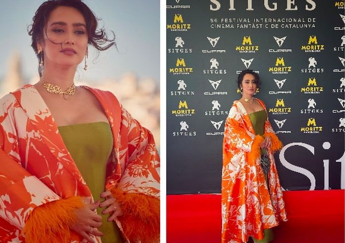 Alexandra Gottardo tampil memukai di Sitges- International Fantastic Film Festival of California dengan mengenakan gaun dari Sebastian Gunawan