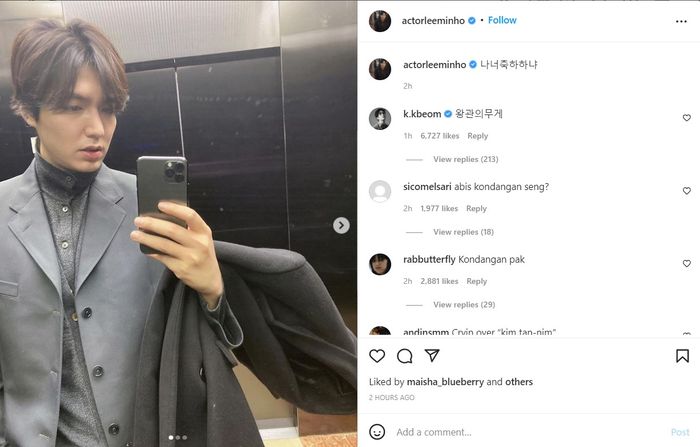 Unggahan Lee Min Ho di hari pernikahan Park Shin Hye