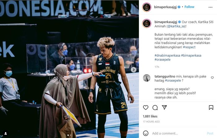 Unggahan Instagram tim Bima Perkasa Jogja