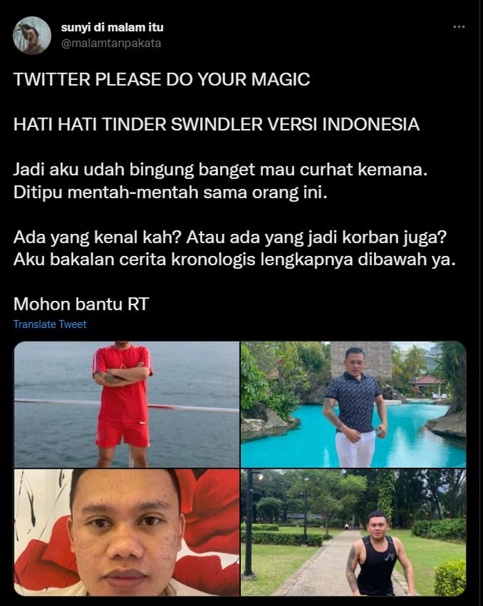 Kasus Tinder Swindler Indonesia yang viral di media sosial Twitter