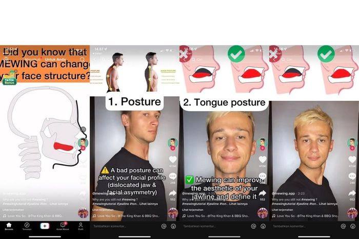 Tutorial skincare viral di TikTok mewing.