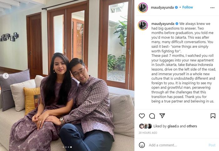 Unggahan Instagram Maudy Ayunda