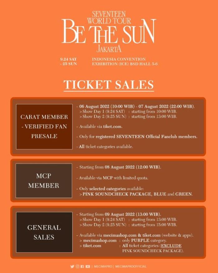 CARAT Merapat! Segini Harga Tiket Konser SEVENTEEN Be The Sun Jakarta ...