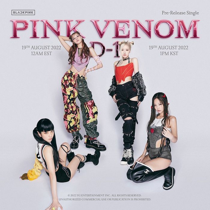Outfit BLACKPINK di poster Pink Venom yang terbaru.