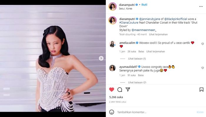 Kutipan layar unggahan Instagram Diana M. Putri.
